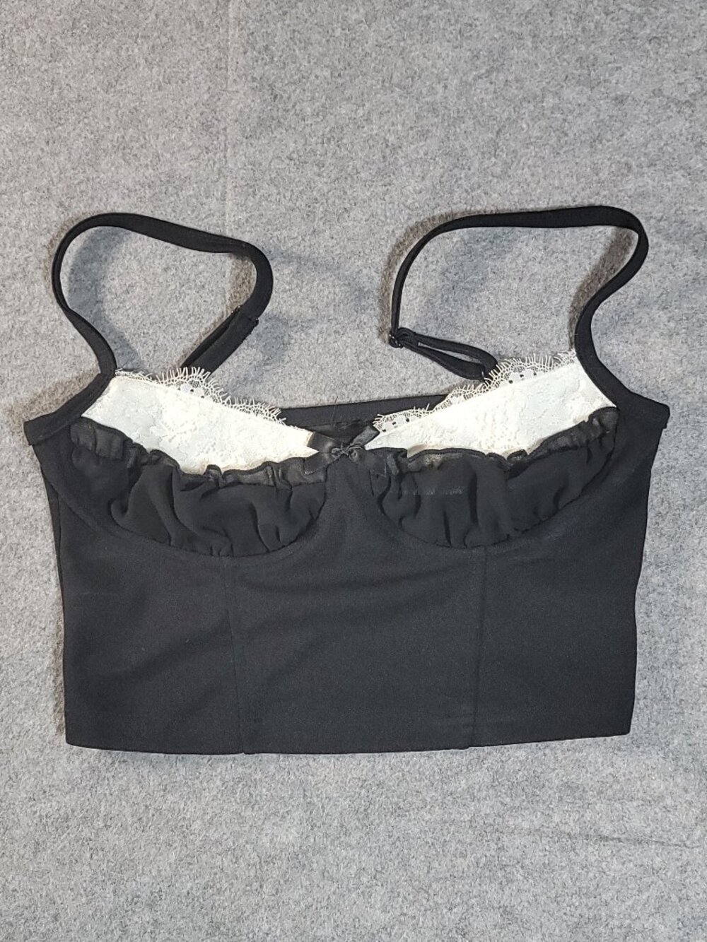 Soly Hux Black & White Lace Trim Coquette Bustier Crop Top